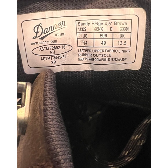 Danner Sandy Ridge 4.5 Brown Leather Work Boots Mens 14 D EH SR 11322 main image 11